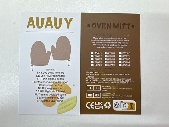 AUAUY Oven Mitts and Potholders BBQ Gloves-Oven Mitts and Pot Holders with Recycled Infill Silicone Non-Slip Cooking Gloves for Cooking Baking Grilling (6-Piece Set,Yellow)