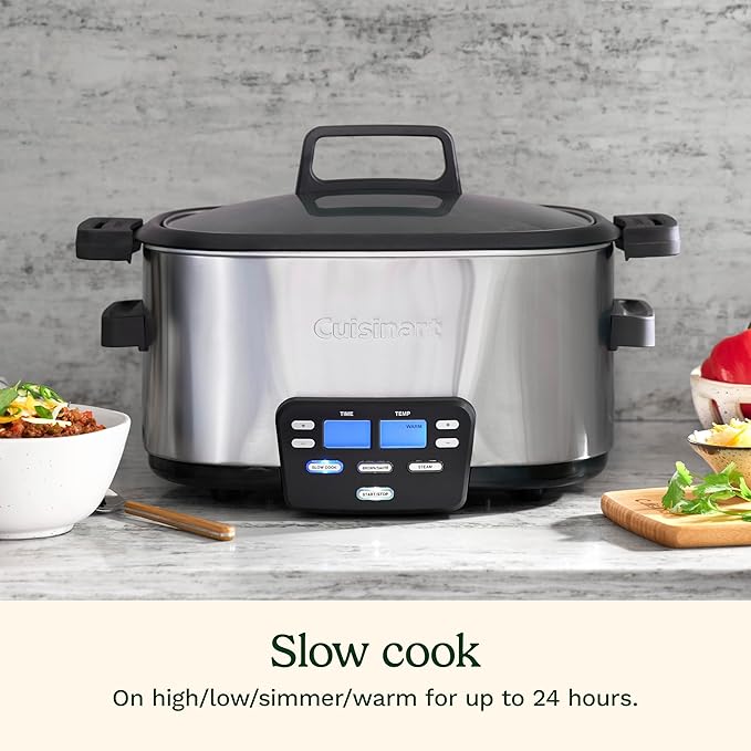 Cuisinart 3-In-1 Cook Central 6-Quart Multi-Cooker: Slow Cooker, Brown/Saute, Steamer, MSC-600 NAS, Silver