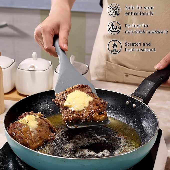 Tongjude Silicone Spurtle Set, Silicone Spatula Set, Heat Resistant Cooking Utensil for Nonstick Cookware, Serving，Baking, Whisking, Smashing, Scooping, Spreading, 8 Piece