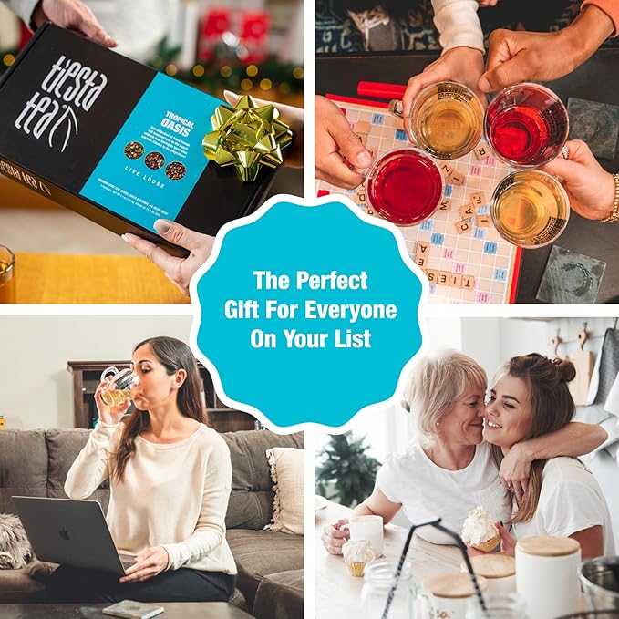 Tiesta Tea - Fruity Loose Leaf Tea Gift Box, Loose Leaf, Medium Caffeinated Variety Pack, Make Hot & Iced, 3 Pouches of Assorted Blends with Green, Blueberry Fruit & Hibiscus Fruit Blend
