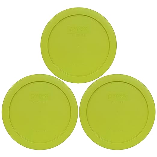 Pyrex 7201-PC Edamame Green Round 4 Cup Plastic Storage Lid, Made in USA - 3 Pack
