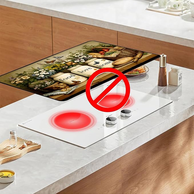 armhouse Floral Bread Stove Top Cover 28.3 x 20.5 Inches, Heat Resistant Glass - Image 7