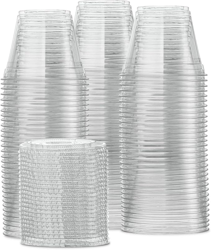 GUSTO Clear Plastic Cups with Flat Lids [9 oz - 100 Count] - Disposable Iced Coffee Cups with Lids - PET Plastic Cold Cups for Smoothies, Juices & To-Go Drinks - Formerly Comfy Package