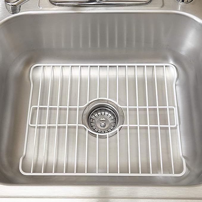 Better Houseware Sink Protectors for Kitchen Sink, Protective Metal Grid, 18.1x12.3x1 inches, White Kitchen Sink Mat to Shield Sink Base from Scratches, Rust-Resistant Coating, L