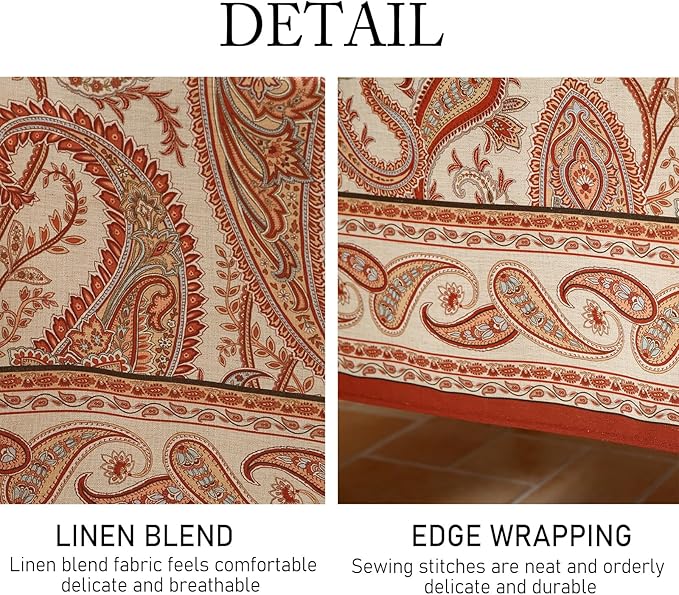 ISAENNE Designer French Red Square Tablecloth,Fall Linen Table Cloth with Cashew Pattern,Stain Proof Decor Tablecloths for Dining Thanksgiving Kitchen Christmas,67"*67"-Chauffrey D