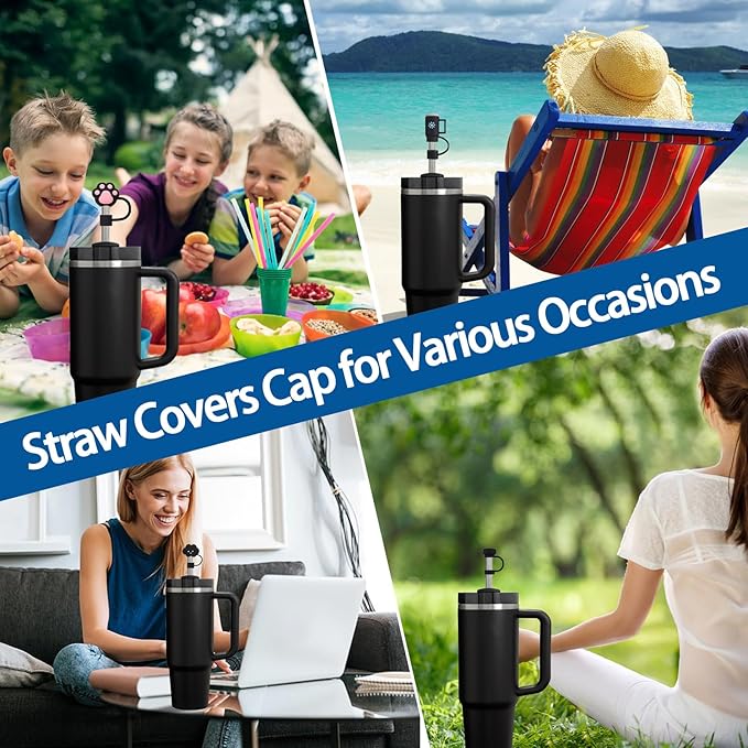 6PCS Stanley Cup Straw Covers - Compatible with Stanley Cup 30-40 oz Tumbler, 10mm Silicone Straw Toppers