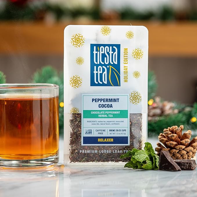 Tiesta Tea - Santa's Bag Tea Gift Set, High to Non Caffeinated Variety Pack, Make Hot & Iced, Assorted Blends with Black, Rooibos, and Herbal, 5 Individual Resealable Pouches