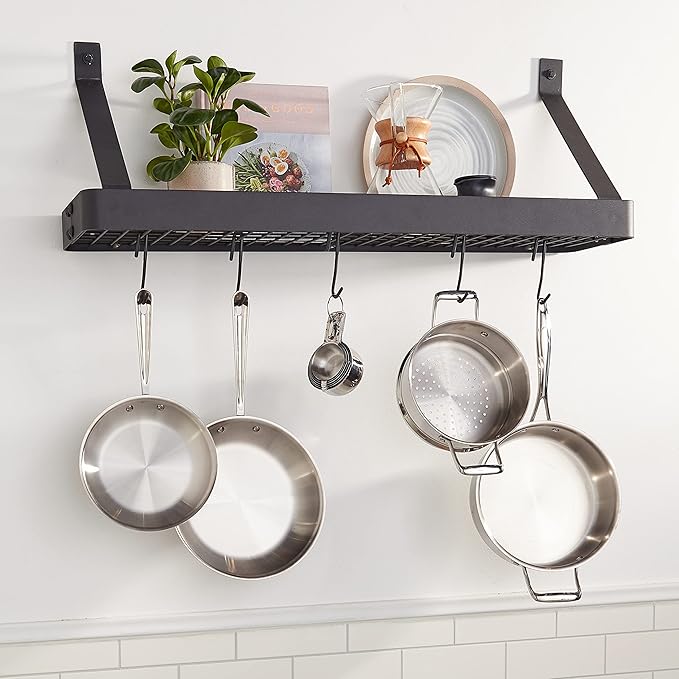 Cuisinart CRBS-36MBK Chef's Classic 37-Inch Rectangular Wall-Mount Bookshelf Rack, Matte Black
