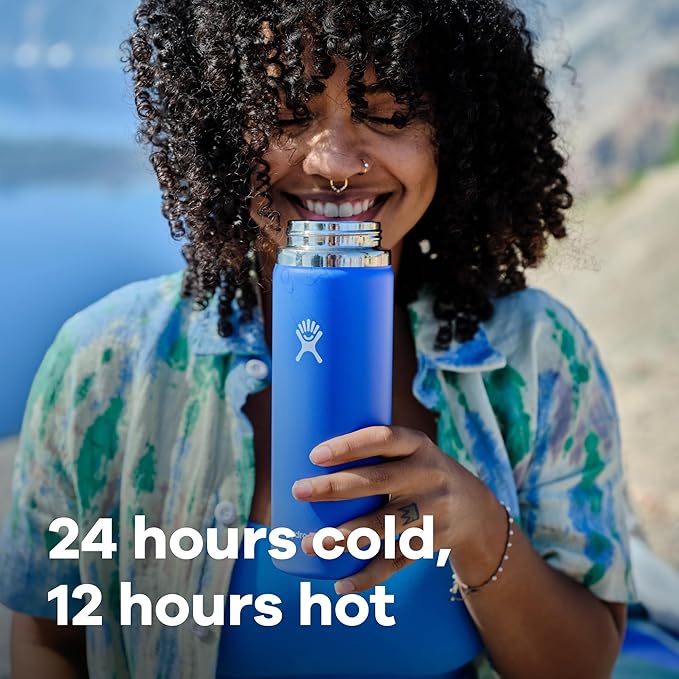 Hydro Flask Water Bottle - Insulated Stainless Steel - Wide Mouth Flex Lid, Non Spill, Leakproof and Refillable in 32 Oz Stone Gray