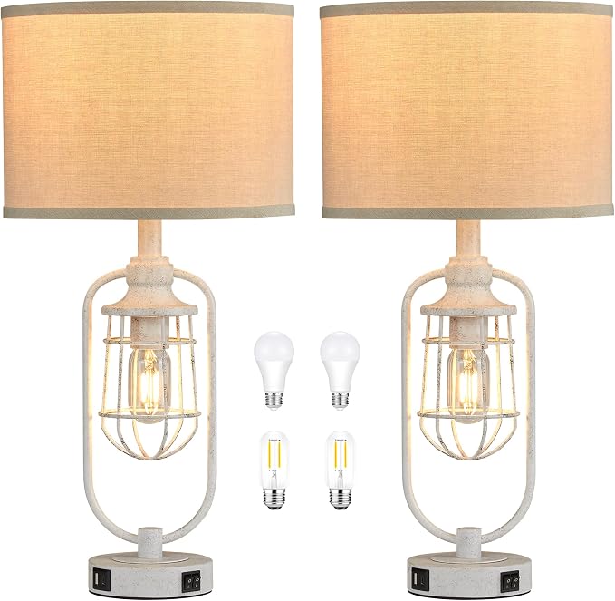 Farmhouse Table Lamps for Living Room Set of 2, Lamps for Night Stands Set of 2 - Image 7