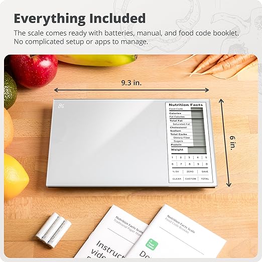 Greater Goods Digital Nutrition Scale – Accurate Macro and Calorie Tracking for Meal Prep, Weight Loss, and Healthy Eating | 2,000 Built-in Foods, Intuitive Nutrition Label Display, 11lb Cap, Silver