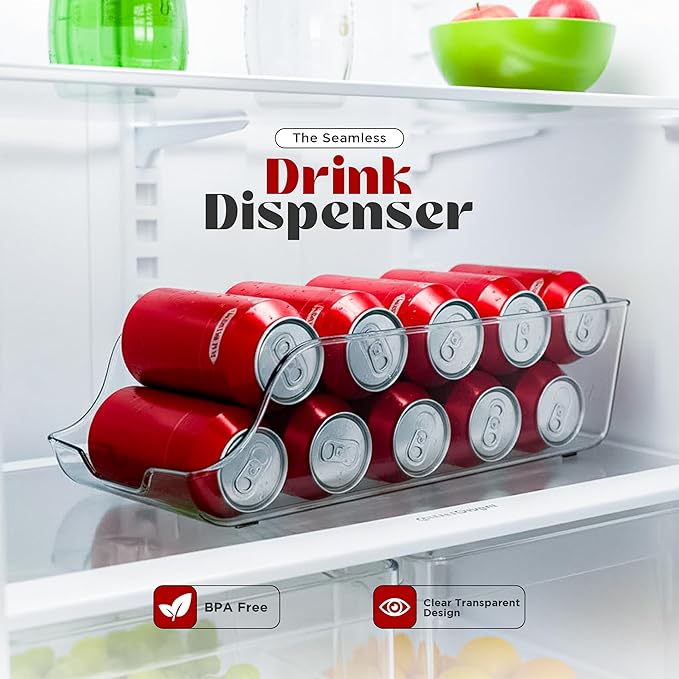 Utopia Kitchen Soda Can Organizer and Dispenser for Refrigerator/Pantry - Durable Can Storage Organizer Fridge & Kitchen Organization - (Clear, Set of 2)