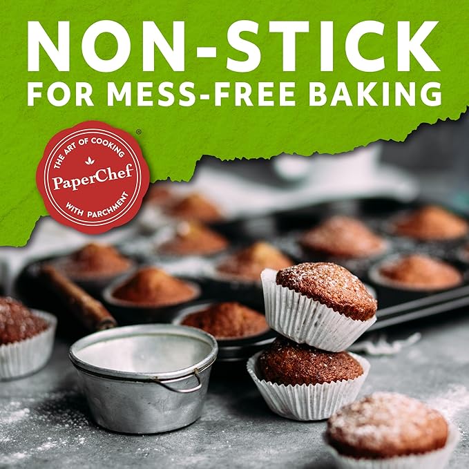 PaperChef - Variety Pack - XL, Large and Mini Baking Cups - Easy Release, Non-Stick Paper, Unbleached, Compostable, Parchment for Cupcakes and Muffins- 3 Pack