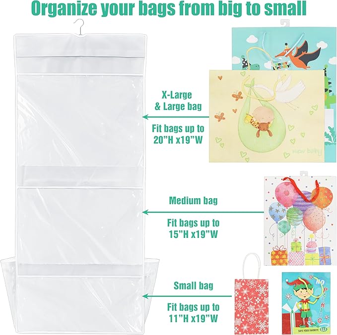 Simple Houseware Double-Sided Hanging Gift Wrap Organizer Storage Pockets, White (Set of 1)