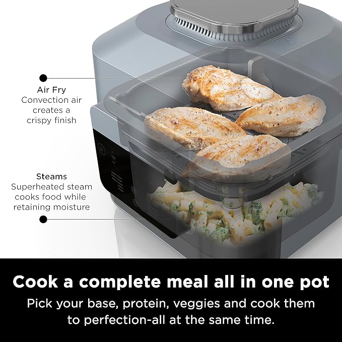 Ninja SF301 Speedi Rapid Cooker & Air Fryer, 6-Quart Capacity, 12-in-1 Functions to Steam, Bake, Roast, Sear, Sauté, Slow Cook, Sous Vide & More, 15-Minute Speedi Meals All In One Pot, Sea Salt Gray