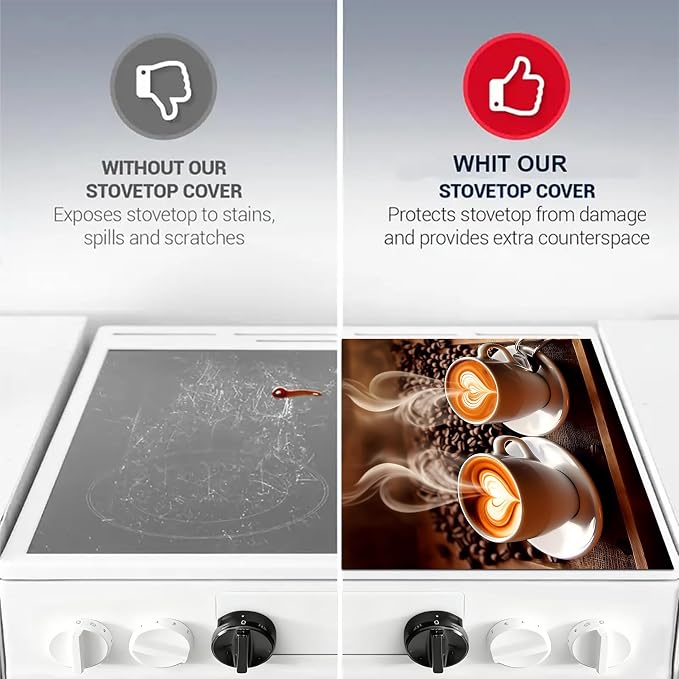Coffee Cup Stove Top Cover 28.3 x 20.5 Inches, Heat Resistant Glass Stove - Image 7