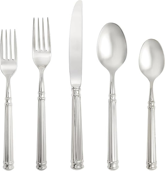 Fortessa Nyssa 18/10 Stainless Steel Hollow Handle Flatware 5 Piece Place Setting, Service for 1
