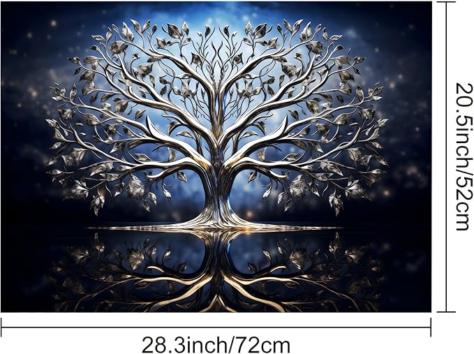 Silver Tree of Life Stove Top Cover 28.3 x 20.5 Inches, Heat Resistant Glass - Image 4