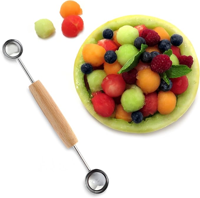 Norpro Double Melon Baller w/Wood Handle, 8 In.