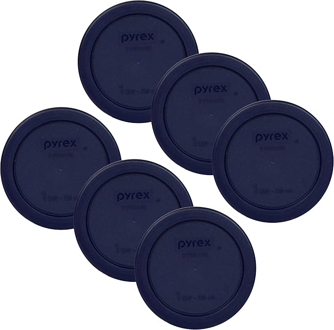 Pyrex 7202-PC 1-Cup Dark Blue Food Storage Replacement Lid (6-Pack) - Made in USA