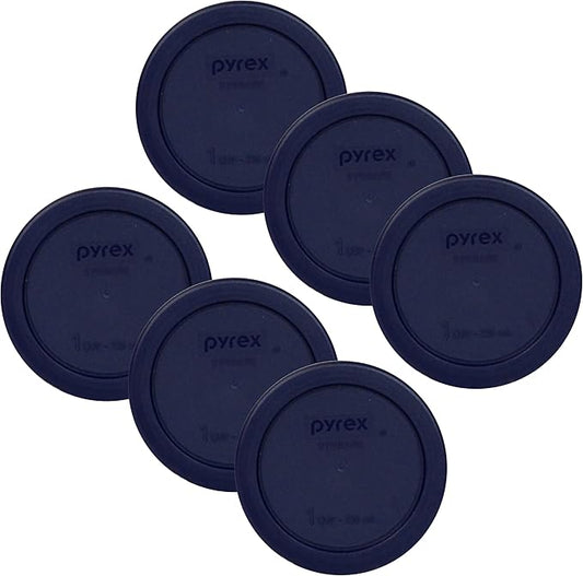 Pyrex 7202-PC 1-Cup Dark Blue Food Storage Replacement Lid (6-Pack) - Made in USA