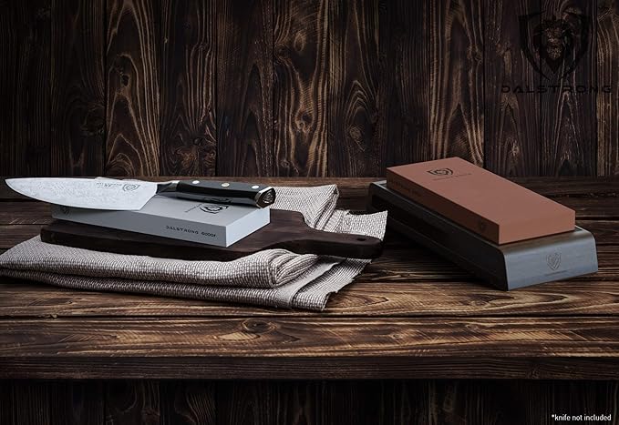 The Gladiator Series Elite 8-Piece Knife Block Set Gift Set Bundled with The Dalstrong Premium, Extra-Large Whetstone Kit - #6000/#1000 Grit with Stand