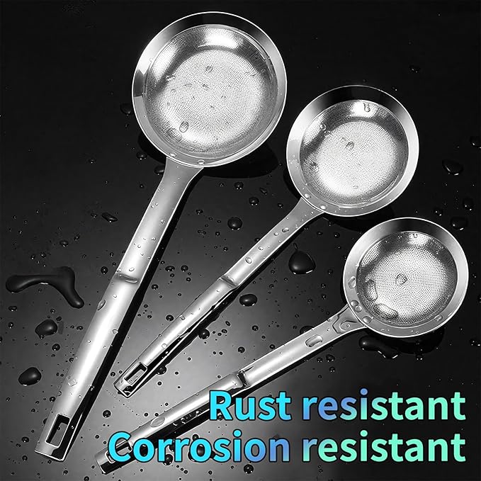 TBWHL Multi-functional Hot Pot Fat Skimmer Spoon - Stainless Steel Fine Mesh Food Strainer for Skimming Grease and Foam DIA 3.1"