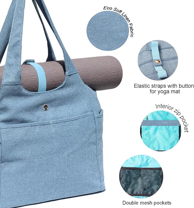 ESVAN Yoga Tote Bag Mat bag Women Shoulder Bags Carryall Tote - Image 3