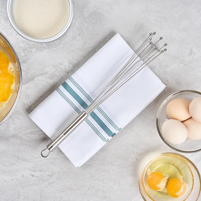 Restaurantware-German Standard 12.6 Inch Ball Whisk, 1 Dishwashable Kitchen Whisk - Ergonomic Handle, Durable, Stainless Steel Manual Egg Beater, Suitable For Whisking, Stirring, Mixing, Beating