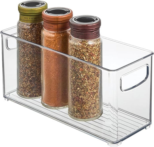 iDesign Slim Clear Plastic Stackable Storage Bin, Tall Narrow Organizer for Kitchen or Pantry