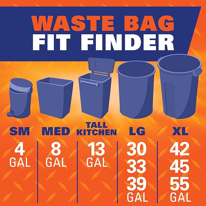 Hefty Ultra Strong Trash Bags 13 Gallon Black | Tall Kitchen | Drawstring Closure | Odor Control | Clean Burst Scent | 40 Bags, Pack of 6