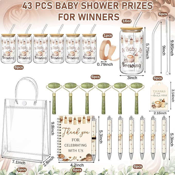 Reallnaive 6 Set Coffee Themed Baby Shower Game Prizes - Image 3
