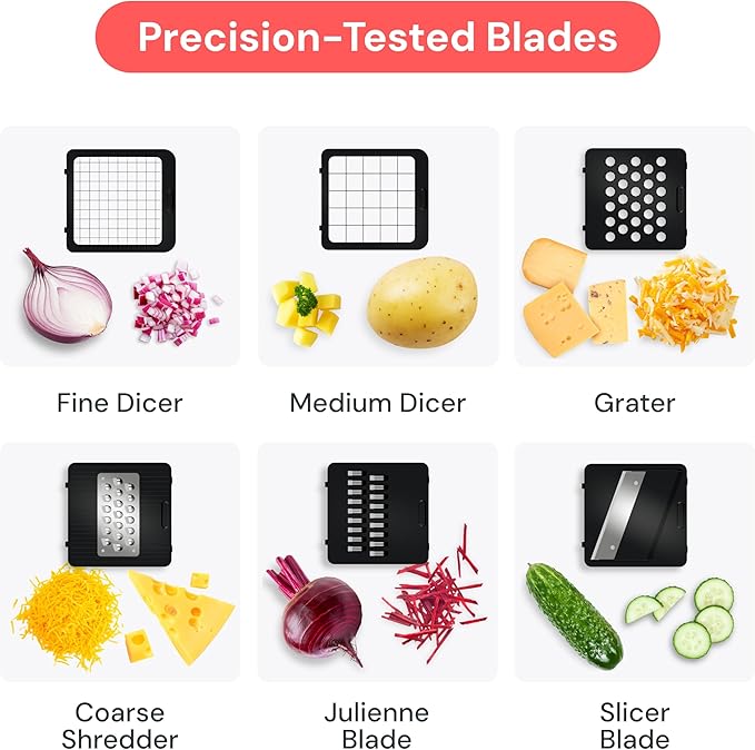 Fullstar Mandoline Slicer for Kitchen - Vegetable Chopper, Onion Potato Food Veggie Fruit Slicer and Cutter with Container, Kitchen Gadgets & Gifts, Home Essentials (6-in-1, Gray/Green)