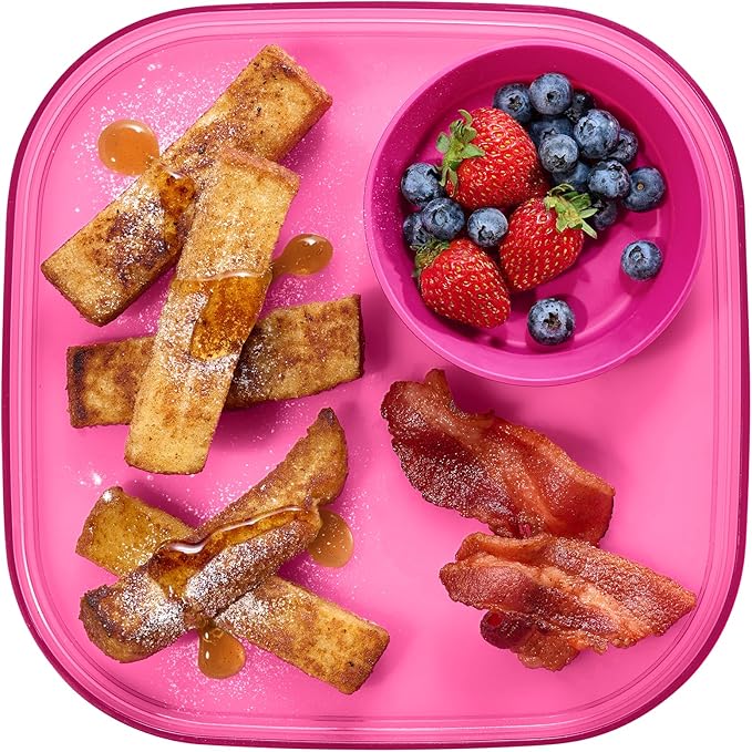 Madesmart Dipware Reusable Dining Plate/Serving Tray for Appetizers and Snacks, Food-Safe Appetizer Serving Platter with Removable Dip Bowl, Pink