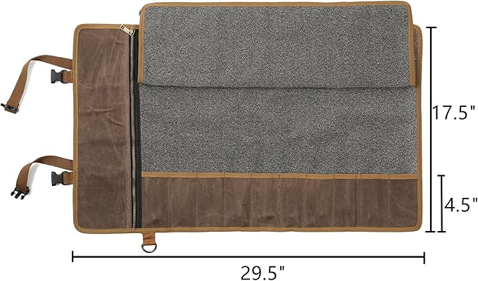 Denifiter Professional Chef's Knife Bag with Anti Cutting Fabric Inside, Heavy Duty 16oz Waxed Canvas Knife Roll, 11 Slots & Durable Handle Adjustable Shoulder Strap (Grey)