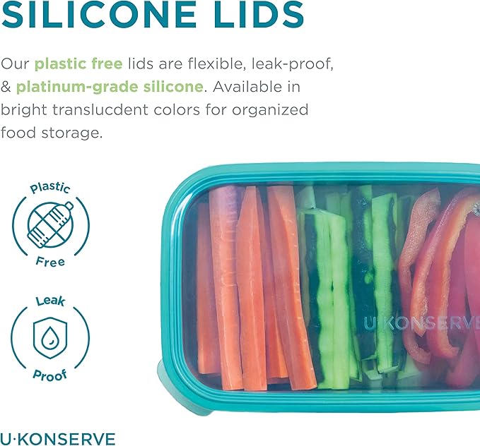 U Konserve Stainless Steel Rectangle Food Storage Bento Box Container, Leak Proof Silicone Lid Dishwasher Safe - Plastic Free, (25oz Island Teal)