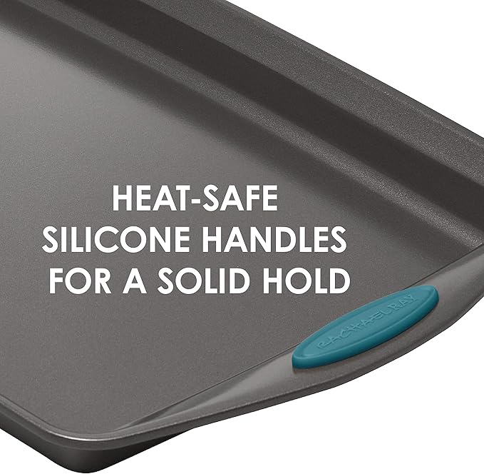 Rachael Ray Yum -o! Nonstick Bakeware Baking Pan With Grips / Nonstick Cake Pan With Grips, Rectangle - 9 Inch x 13 Inch, Gray