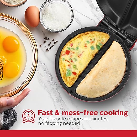 Holstein Housewares Omelet Maker, Non-Stick, Stainless Steel | 2 Individual Portions | Red | Pack of 6