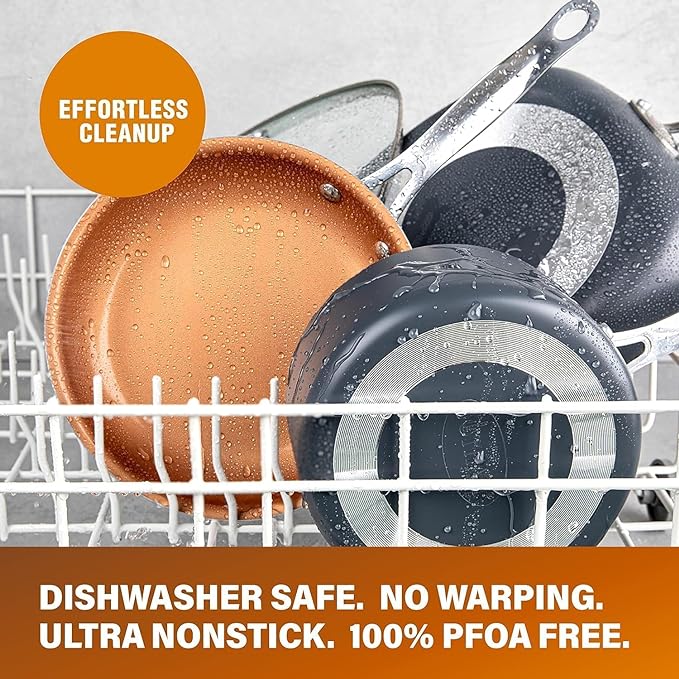 GOTHAM STEEL 13 Pc Ceramic Cookware Set Nonstick, Copper Pots and Pans Set Non Stick for Kitchen, Anodized Induction Pots and Pans for Cooking, Non Toxic Cookware Sets, Oven & Dishwasher Safe