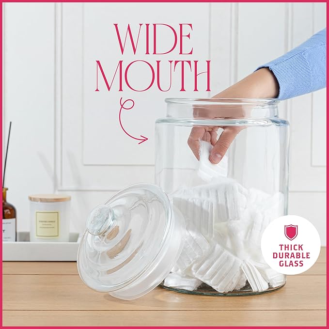 1.5 Gallon Glass Cookie Jar - Tall Food Storage Container with Airtight Lid - Large Kitchen Canister for Sugar, Flour, Dog Treat, Candy, Biscotti & Apothecary - Pack of 1