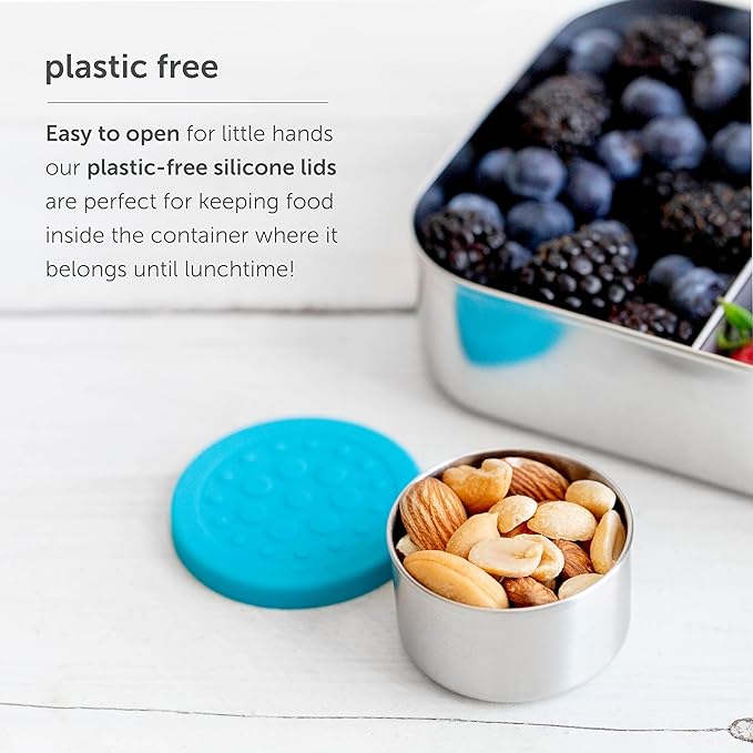 LunchBots Tiny Dips Condiment Containers - Set of 3 - Perfect Portion Cups - Spill Proof Lunch Box Sauce Container with Lid - Food Grade Stainless Steel - 1.5oz - Dishwasher Safe - Assorted Lids