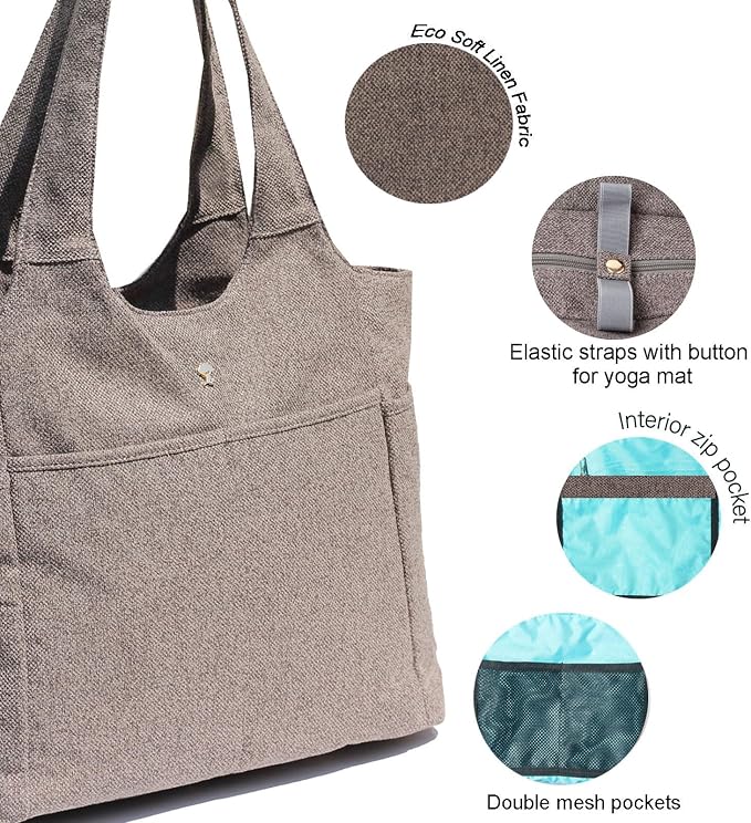ESVAN Yoga Tote Bag Mat bag Women Shoulder Bags Carryall Tote - Image 3