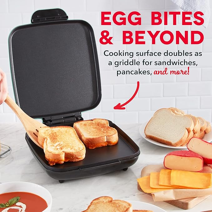 DASH Sous Vide Style Family Size Egg Bite Maker for Breakfast Bites, Sandwiches, Healthy Snacks or Desserts, Keto & Paleo Friendly (9 Servings), Aqua