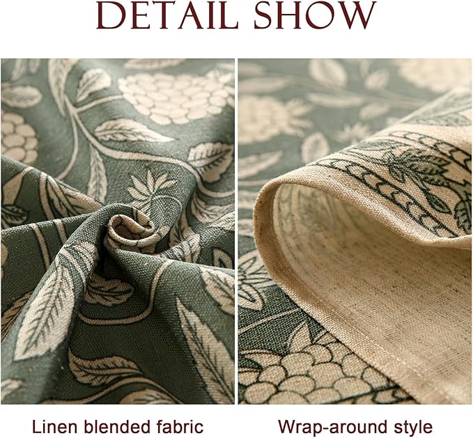 ISAENNE Designer Grayish Green Linen Table Cloth Rectangular,Floral Elegant Stain Resistant Tablecloth,Fall Vintage Decor Tablecloths for Dining Thanksgiving Kitchen Party,55"*87"-Andrew A
