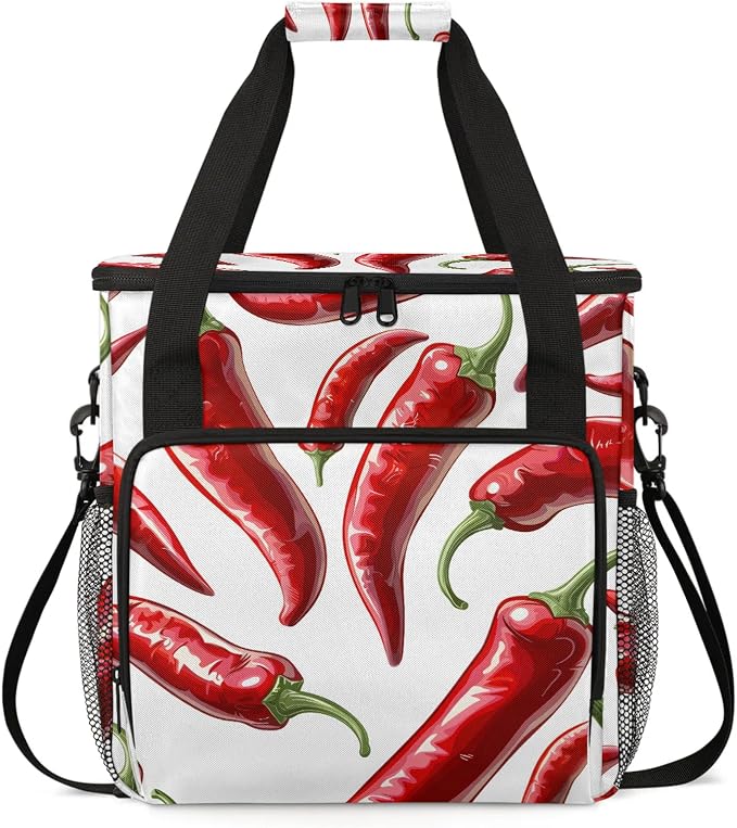 Chili Peppers Coffee Maker Travel Bag, Food Insulated Grocery Bag Travel Picnic by Home