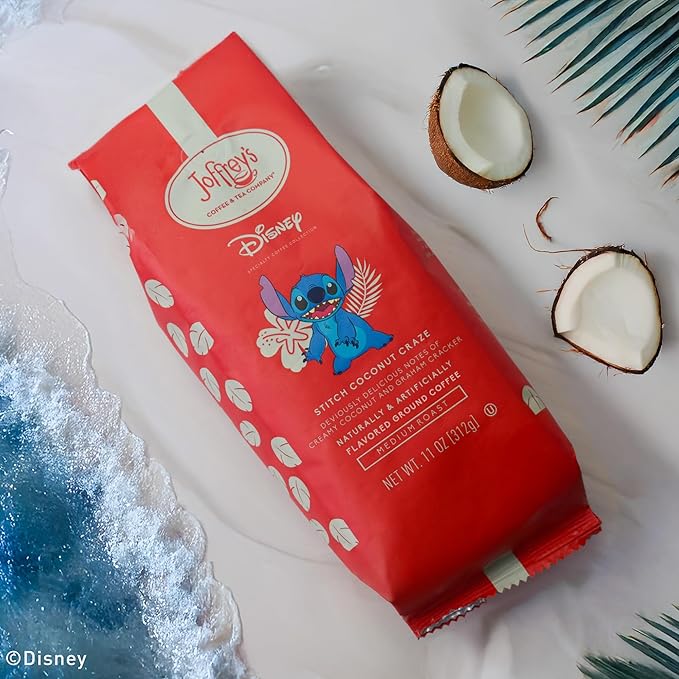 Joffrey's Disney Stitch Coconut Craze Flavored Coffee - Specialty Collection, Arabica Ground, Medium Roast (11oz)