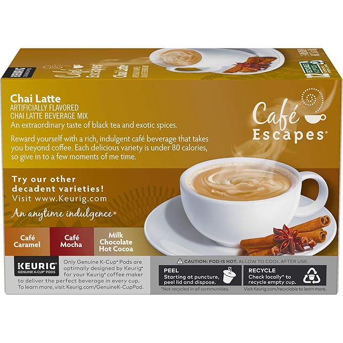 Cafe Escapes Chai Latte Keurig Single-Serve K-Cup Pods, 72 Count