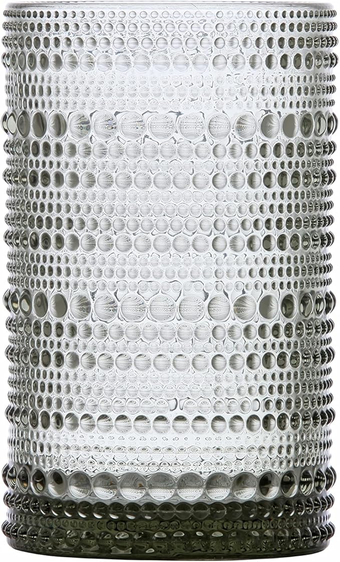 Fortessa Jupiter Beaded Hobnail Glass, 13 Ounce Iced Beverage (Set of 4), Smoke Gray