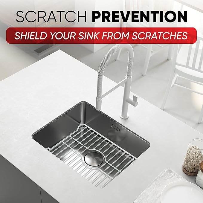 Better Houseware Sink Protectors for Kitchen Sink, Protective Metal Grid, 12x10.25x1 inches, White Kitchen Sink Mat to Shield Sink Base from Scratches, Rust-Resistant Coating, 2 pack, S