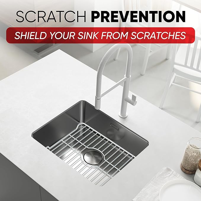 Better Houseware Sink Protectors for Kitchen Sink, Protective Metal Grid, 16x12.3x1 inches, Almond Kitchen Sink Mat to Shield Sink Base from Scratches, Rust-Resistant Coating, M